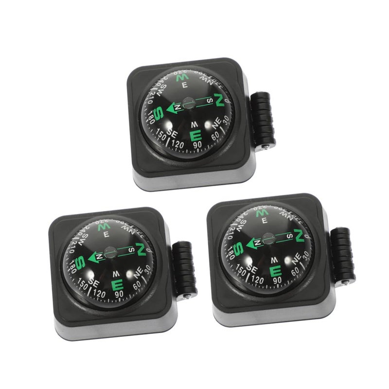 3pcs Adjustable Car Dashboard Compass Mount for Vehicle and Boat Outdoor Use Mini Plastic Directional Guide Black - Image 2