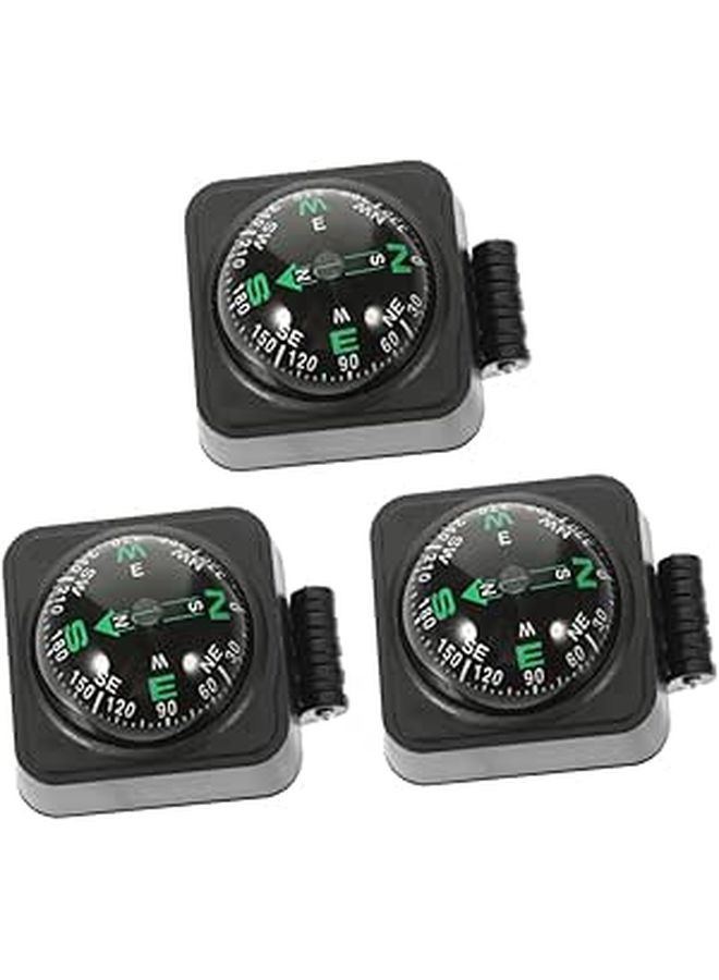 3pcs Adjustable Car Dashboard Compass Mount for Vehicle and Boat Outdoor Use Mini Plastic Directional Guide Black - Image 1