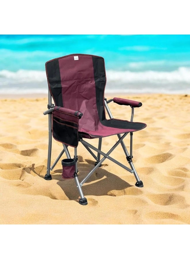 Kimaya Folding Camping Chair Portable Outdoor Beach Chair, Heavy Duty Foldable Lawn chair Support 145KG, Collapsible Lightweight Camp Chair with Cup Holder & Carry Bag for Fishing Outside Sports Picnic - Image 3