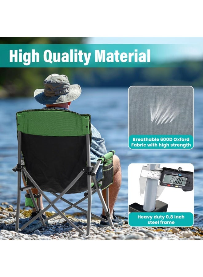 Kimaya Folding Camping Chair Portable Outdoor Beach Chair, Heavy Duty Foldable Lawn chair Support 145KG, Collapsible Lightweight Camp Chair with Cup Holder & Carry Bag for Fishing Outside Sports Picnic - Image 4