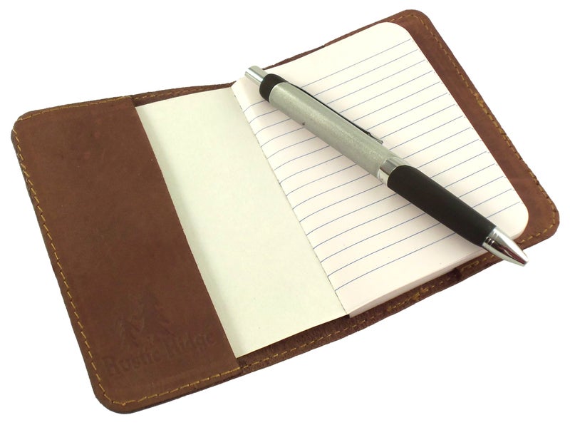 Rustic Ridge Leather Refillable Leather Pocket Notebook - Mini Composition Cover - Fits Standard 4.5 x 3.25 Mini Composition Book (Dark Brown) - Image 4