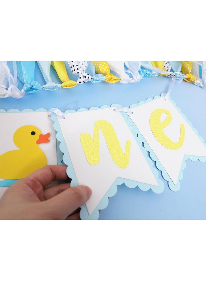 Agkvw Rubber Ducky 1St Birthday High Chair Banner - Rubber Duck 1St Birthday Decoration, Light Blue 1St Birthday Banner For Boys, Summer 1St Birthday Decor - Image 4