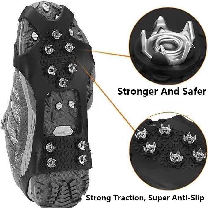 ESUOHYM Ice Cleats for Shoes and Boots Crampons Track Spikes Shoe Spikes for Snow and Ice Non Slip Ice Grippers for Women and Men - Image 2