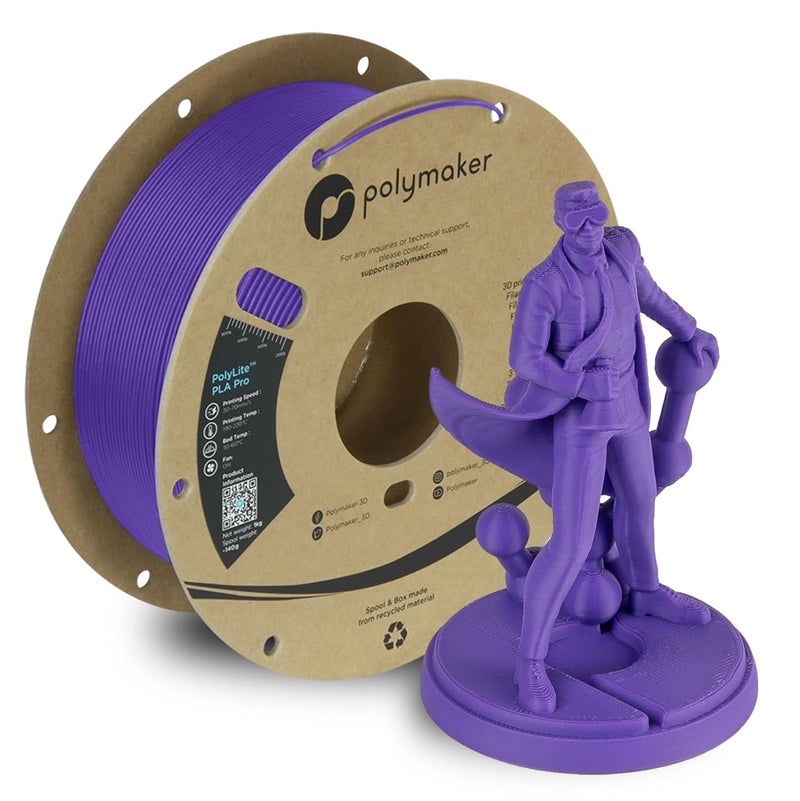 polymaker PLA PRO Filament 1.75mm 1kg, Tough & High Rigidity Purple 3D Printing Filament, PolyLite PLA PRO 3D Printer Filament 1.75mm, Print with Most 3D Printers - Image 1