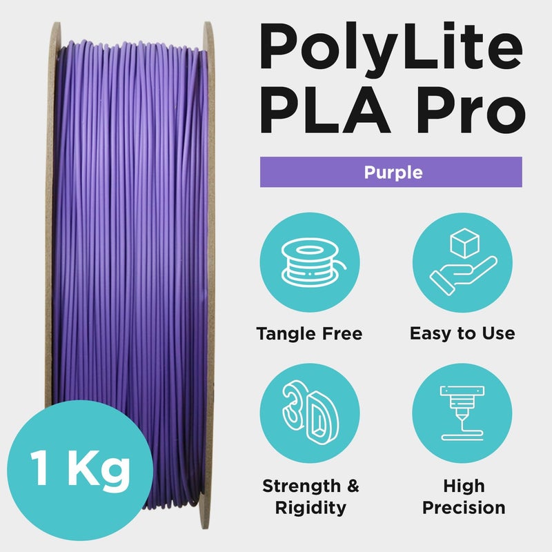 polymaker PLA PRO Filament 1.75mm 1kg, Tough & High Rigidity Purple 3D Printing Filament, PolyLite PLA PRO 3D Printer Filament 1.75mm, Print with Most 3D Printers - Image 5