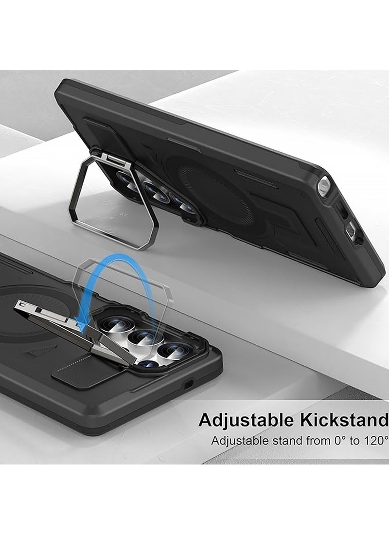 X-level Samsung Galaxy S25 Ultra Case Magnetic with Kickstand,Slim Shockproof Grade Protecive Buil-in Camera Ring Stand Phone Cover Case for S25 Ultra 6.8inch 2025 (Black)  - Image 5