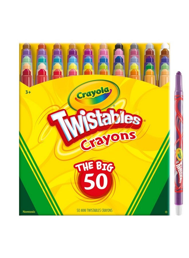 Crayola Mini Twistables Crayons for Kids (50ct), Arts & Crafts Supplies, No Peel Toddler Crayons for Coloring Books, Travel Activities - Image 2