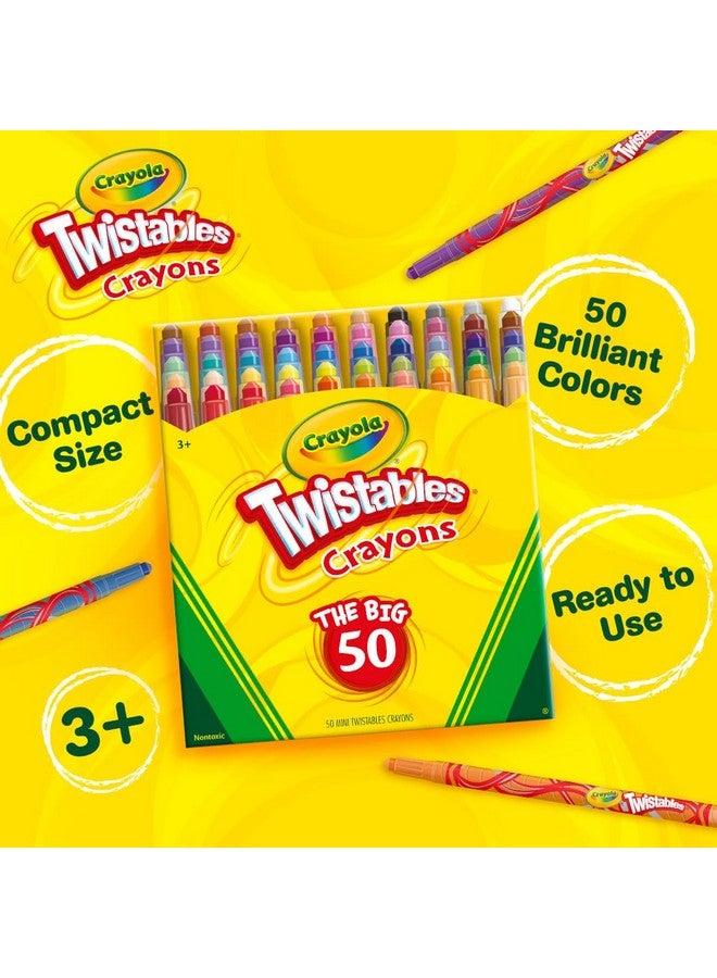 Crayola Mini Twistables Crayons for Kids (50ct), Arts & Crafts Supplies, No Peel Toddler Crayons for Coloring Books, Travel Activities - Image 5
