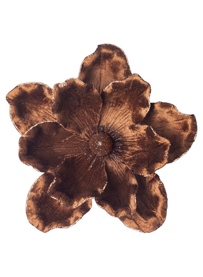 KI Store KI Store Brown Velvet Magnolia Flowers Pack of 6 Oversize Artificial Christmas Poinsettia Floral Picks Stems for Xmas Tree Wedding Centerpiece Decorations  - Image 1