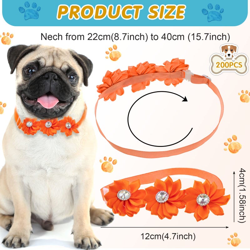 Yunsailing 200 Pieces Dog Bow Ties Collar Adjustable Flower Diamond Crystal Dog Cat Bowties Grooming Accessories for Small Medium Pet Puppy Girl Kitten Wedding Birthday Party - Image 2
