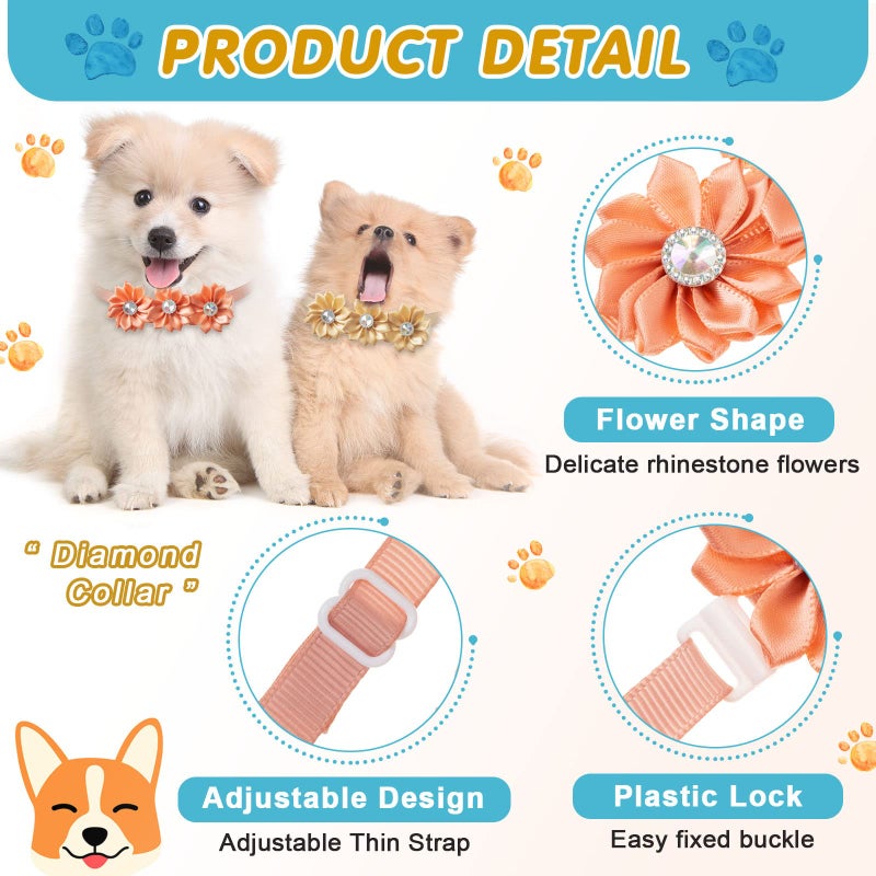 Yunsailing 200 Pieces Dog Bow Ties Collar Adjustable Flower Diamond Crystal Dog Cat Bowties Grooming Accessories for Small Medium Pet Puppy Girl Kitten Wedding Birthday Party - Image 3