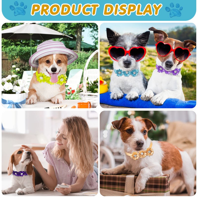 Yunsailing 200 Pieces Dog Bow Ties Collar Adjustable Flower Diamond Crystal Dog Cat Bowties Grooming Accessories for Small Medium Pet Puppy Girl Kitten Wedding Birthday Party - Image 5