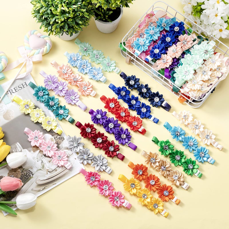Yunsailing 200 Pieces Dog Bow Ties Collar Adjustable Flower Diamond Crystal Dog Cat Bowties Grooming Accessories for Small Medium Pet Puppy Girl Kitten Wedding Birthday Party - Image 4
