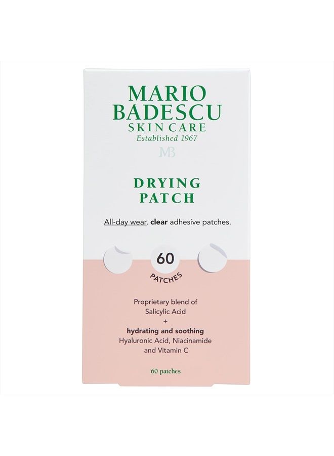 MARIO BADESCU رقعة تجفيف لتغطية العيوب، علاج غير مرئي للبقع، يمتص طوال اليوم، مادة البوليمر اللاصقة مع فيتامين سي، نباتية وخالية من القسوة، تثبيت قوي (60 رقعة، 12 مم)، شفافة - Image 1