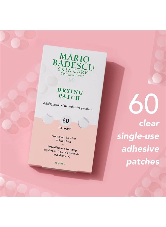 MARIO BADESCU رقعة تجفيف لتغطية العيوب، علاج غير مرئي للبقع، يمتص طوال اليوم، مادة البوليمر اللاصقة مع فيتامين سي، نباتية وخالية من القسوة، تثبيت قوي (60 رقعة، 12 مم)، شفافة - Image 2