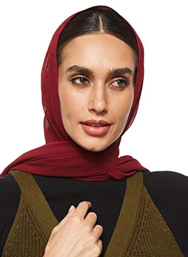 SHOPI Super Soft Chiffon Hijab Maroon - Image 1