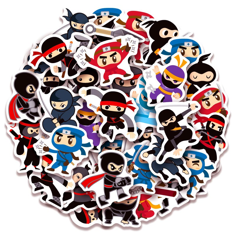 Cleverplay 100 Pack Ninja Stickers for KidsNinja Party Favors Vinyl Waterproof Stickers for Water Bottle Laptop Computer Phone - Image 1