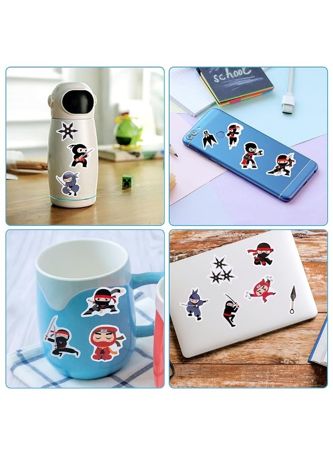 Cleverplay - 100 Pack Ninja Stickers for Kids,Ninja Party Favors, Vinyl Waterproof Stickers for Water Bottle Laptop Computer Phone - Image 1