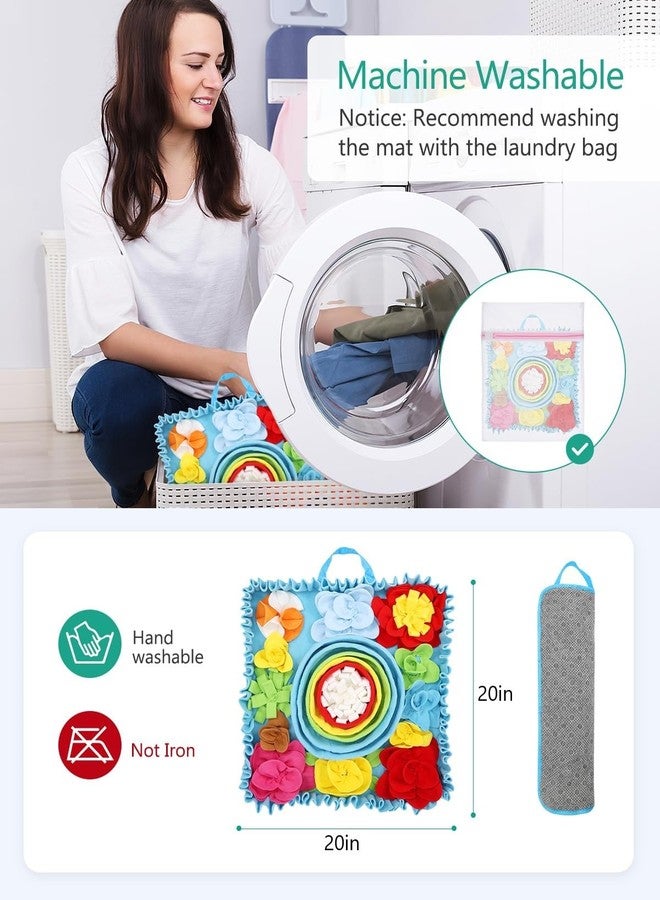 ORIA Snuffle Mat for Dogs, 20x20'' Slow Feeder Mat for Mental Stimulation & Boredom, Dog Puzzle Toy & Rabbit Foraging Mats with Anti-Slip Bottom for Small Medium Large Dogs Puppies Cats Rabbits - Image 2