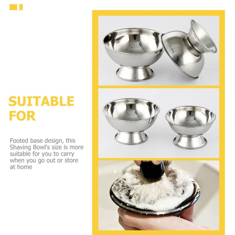 Stainless Steel Shaving Soap Mug Large 11cm Footed Design Reusable Shave Bowl - Image 4