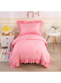 Wowelife Wowelife Toddler Bedding Set for Girls 4 Piece Ruffle Boho Tufted Fringe Pink Toddler Bed Comforter Sets Jacquard Bed Set Bed in a Bag with Comforter, Flat Sheet, Fitted Sheet, Pillowcase  - Image 1