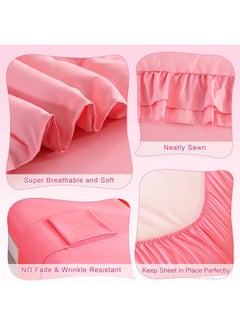 Wowelife Wowelife Toddler Bedding Set for Girls 4 Piece Ruffle Boho Tufted Fringe Pink Toddler Bed Comforter Sets Jacquard Bed Set Bed in a Bag with Comforter, Flat Sheet, Fitted Sheet, Pillowcase  - Image 3