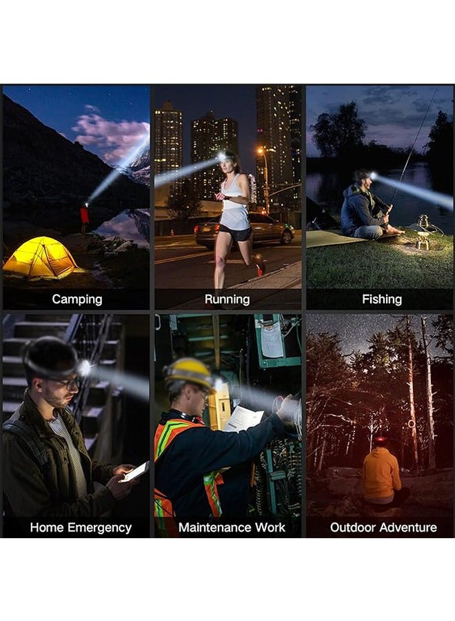 Rechargeable Headlamp High Lumen Bright LED Head Lamp with Red White Light Waterproof Headlight 6 Mode Head Flashlight for Outdoor Running Hunting Fishing Hiking Camping Gear - Image 3