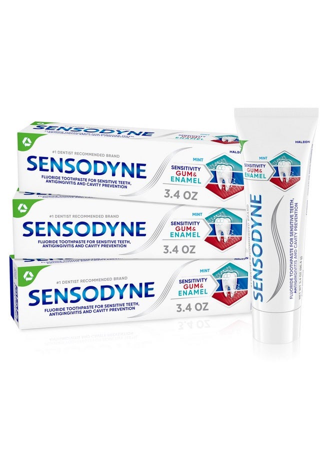 Sensodyne - Sensodyne Toothpaste Sensitivity Gum and Enamel, Triple Protection, Refreshing Fluoride Toothpaste, Mint Flavor - 3.4 Ounces x 3 - Image 1
