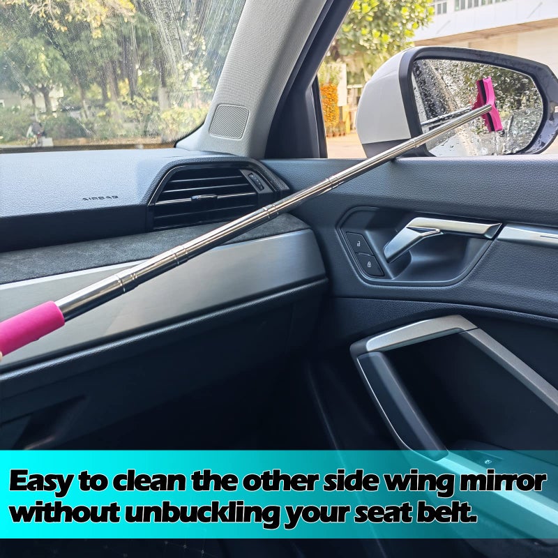Car mirror wiper stainless steel telescopic rod window glass defogging scraping cleaning car wiper plate - Image 5