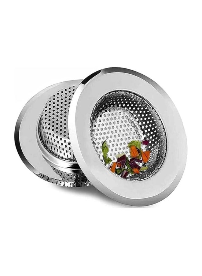 MultiStar Kitchen Sink Strainer Stainless Steel Hair Catcher Strainer Basket for Kitchen Sink Bathroom Tub Wash Basin Balcony Drain Hole 2 Pcs 11.5cm 9cm - Image 1