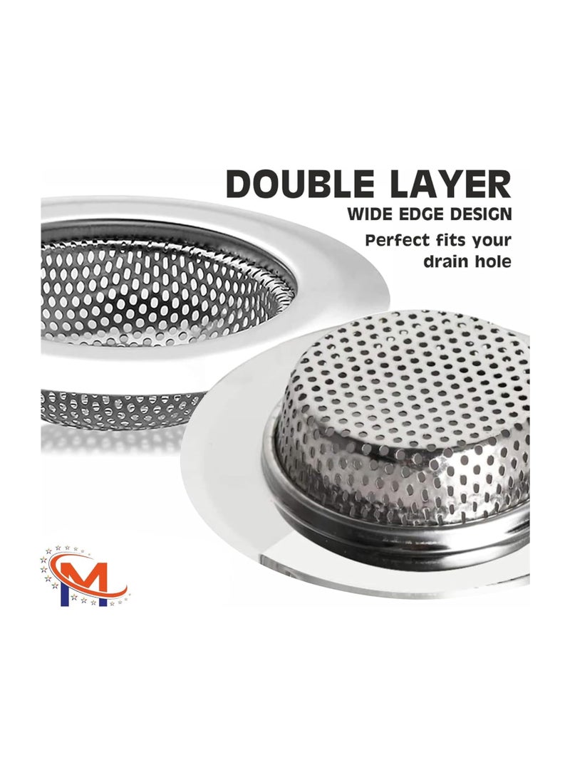MultiStar Kitchen Sink Strainer Stainless Steel Hair Catcher Strainer Basket for Kitchen Sink Bathroom Tub Wash Basin Balcony Drain Hole 2 Pcs 11.5cm 9cm - Image 4