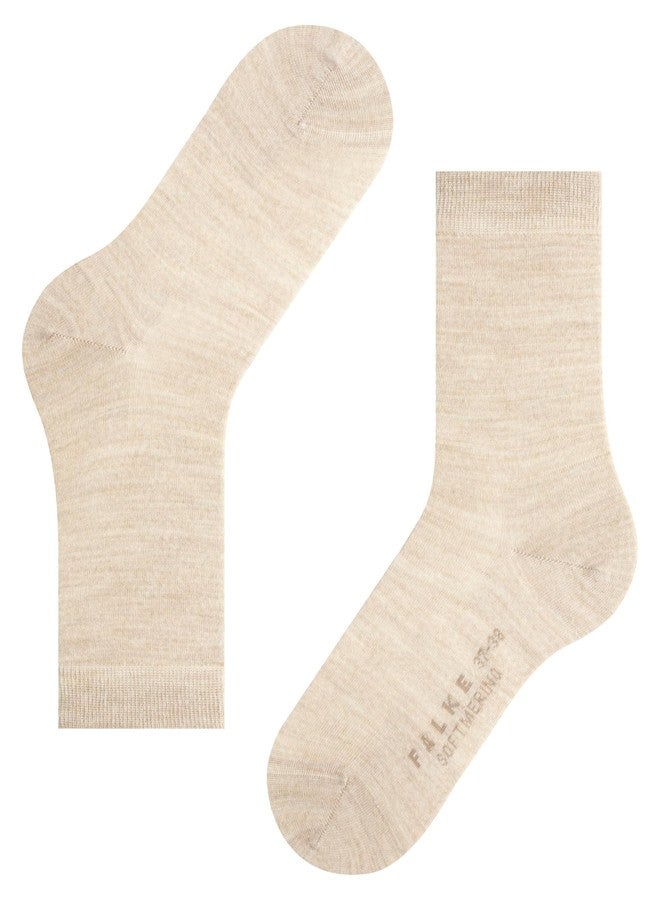 FALKE Women's Softmerino Socks, Merino Wool Cotton, Crew Length, Classic Thin Trouser Socks, Trendy Work Clothing, Beige (Linn Melange 4549), 5-6, 1 Pair - Image 3