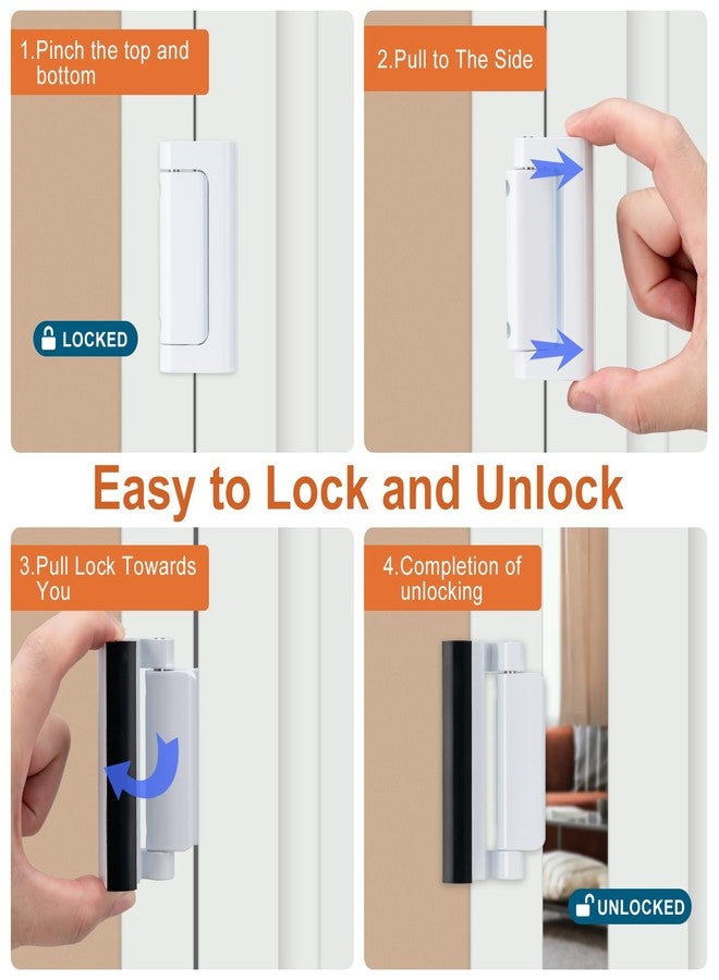 Husfunov Home Security Door Lock Home Security Door Lock 2PCS White - Image 5