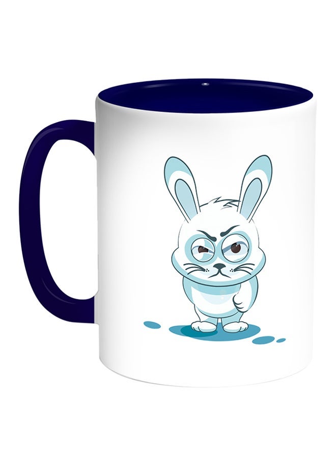 RYN Rabbit Printed Coffee Mug White/Blue 11ounce