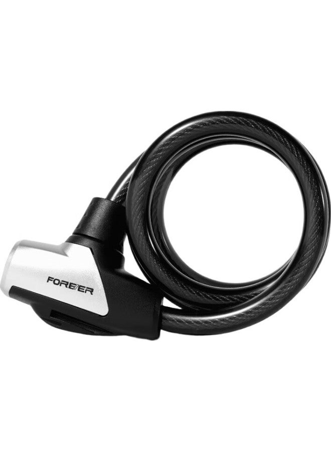 Forever Portable Bicycle Lock, Anti-Theft Lock, Steel Cable Lock For Bicycles And Electric Bikes, Thickened Steel Cable Lock, 1.5 Meters, Silver - Image 1