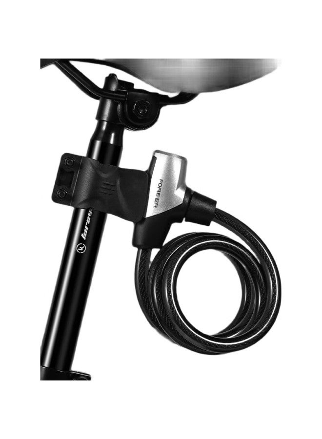 Forever Portable Bicycle Lock, Anti-Theft Lock, Steel Cable Lock For Bicycles And Electric Bikes, Thickened Steel Cable Lock, 1.5 Meters, Silver - Image 3