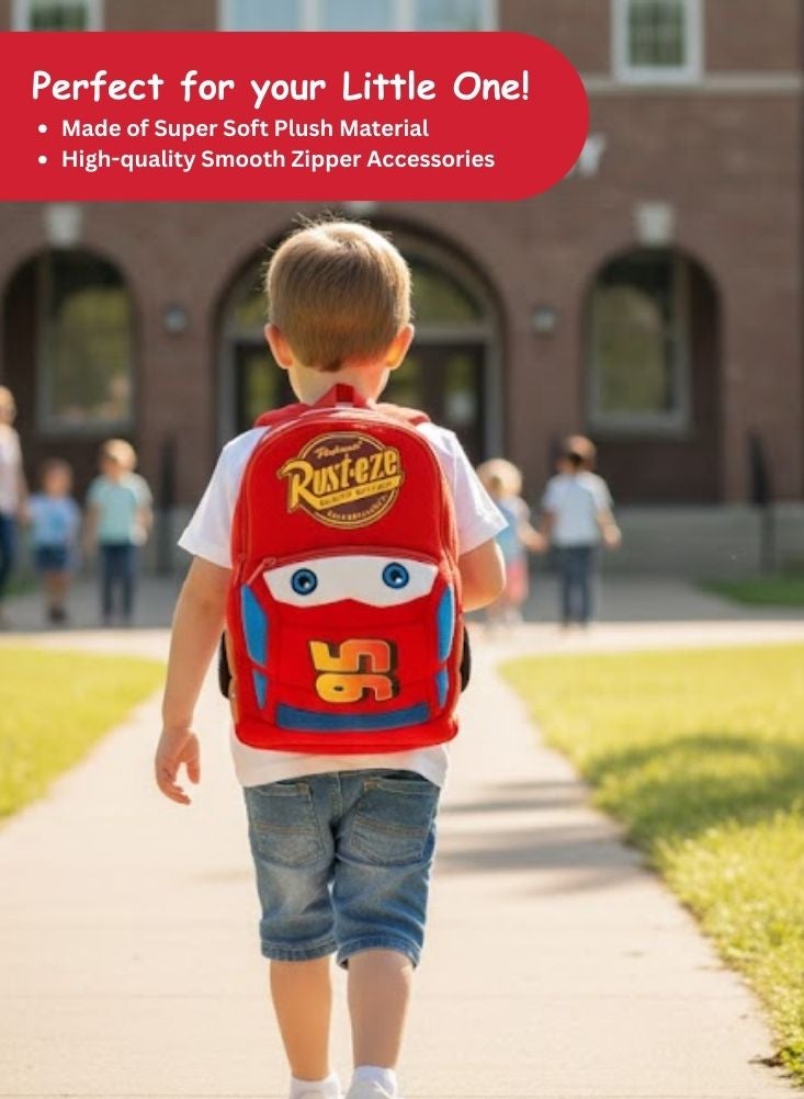 بريميم حقيبة ظهر ثلاثية الأبعاد من القطيفة بتصميم لايتنينج ماكوين للأطفال - حقيبة مدرسية ناعمة محشوة بتصميم سيارات ديزني بيكسار رقم 95 لمرحلة ما قبل المدرسة والسفر - Image 3