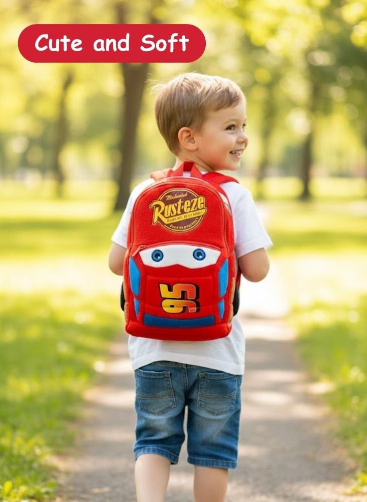 بريميم حقيبة ظهر ثلاثية الأبعاد من القطيفة بتصميم لايتنينج ماكوين للأطفال - حقيبة مدرسية ناعمة محشوة بتصميم سيارات ديزني بيكسار رقم 95 لمرحلة ما قبل المدرسة والسفر - Image 2