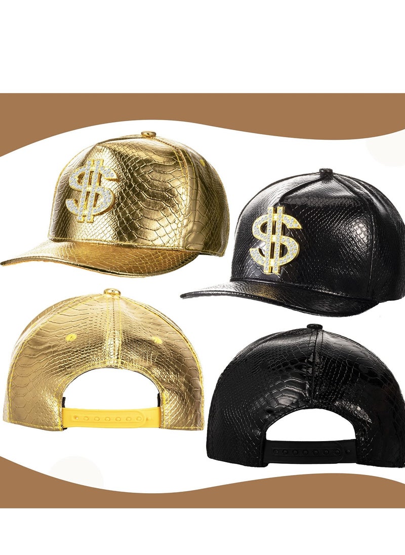 Generic - 6 Pcs Hip Hop Costume Set - Baseball Cap, Dollar Hat, Gold Chain, Pendant Necklaces & Rings for Party & Cosplay - Image 1