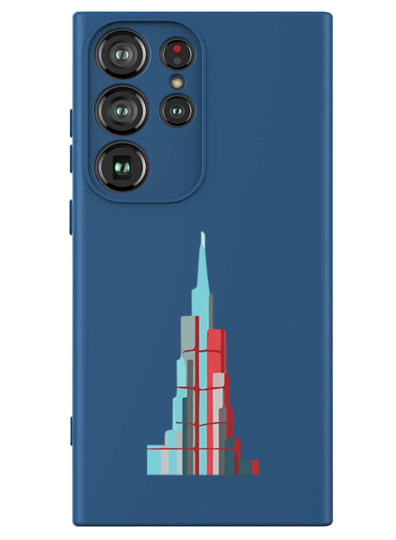 Theodor Protective Slim Fit Case Liquid Silicone Cover with Full Body Protection Anti-Scratch Shockproof Case For Samsung Galaxy S24 Ultra (Blue) - Burj Khalifa - Image 1
