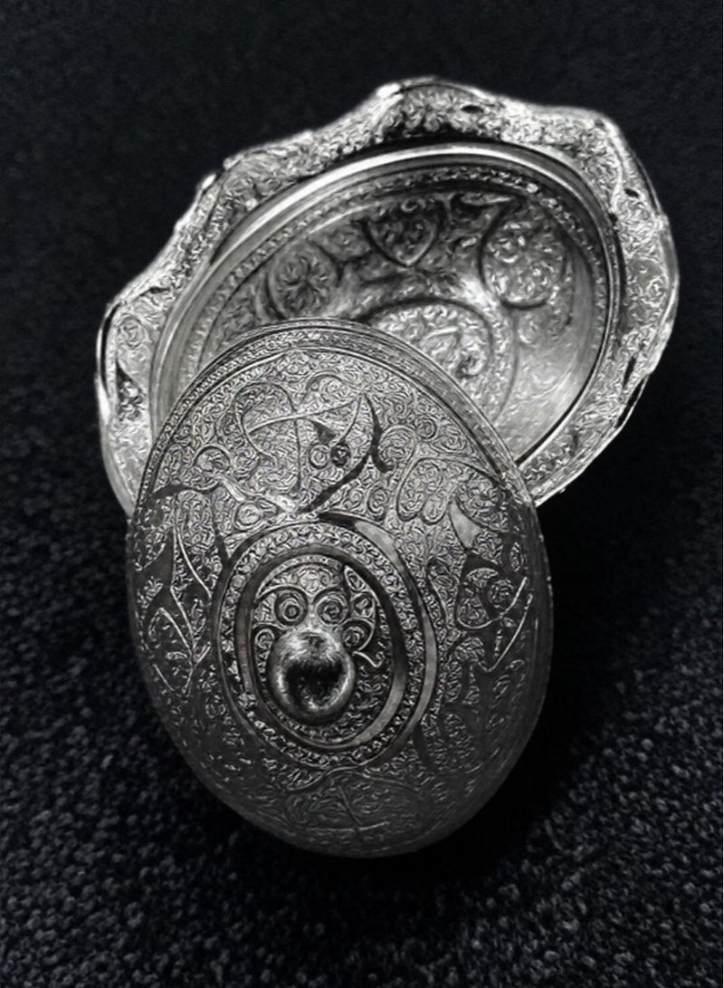 صحن تقديم تمر مع غطاءبتصميم عصري وأنيق ستانلس فضي - Image 5