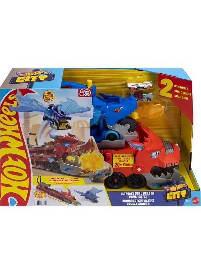 Hot Wheels مجموعة نقل التنين المزدوج النهائية من مدينة هوت ويلز - Image 1