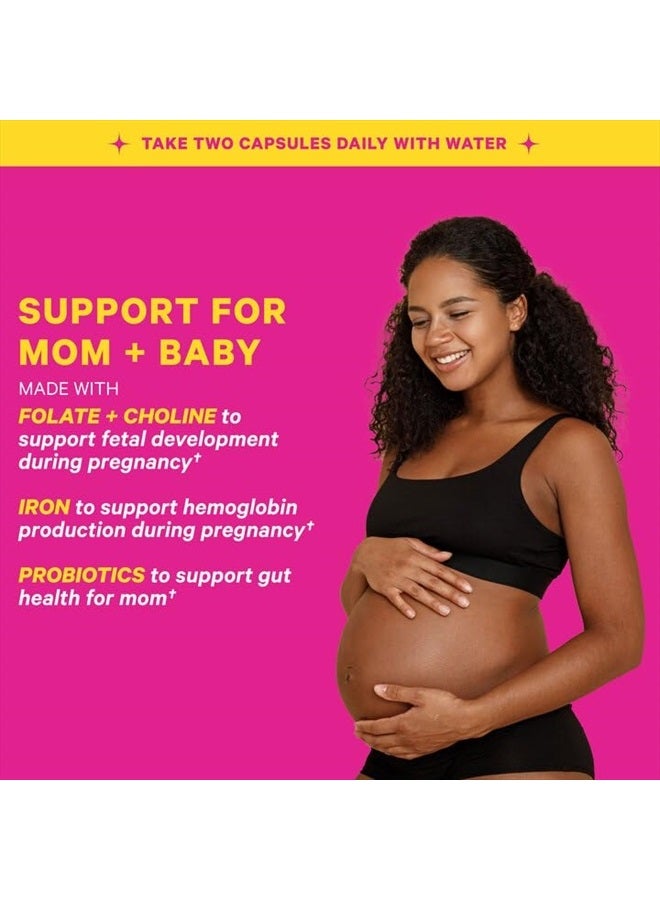 Pink Stork Premium Prenatal Vitamins for Women with Organic Whole-Food Ingredients, Folate, Vitamin B6 & B12, Prebiotics and Probiotics for Fetal Development and Morning Sickness Support, 60 Capsules - Image 2