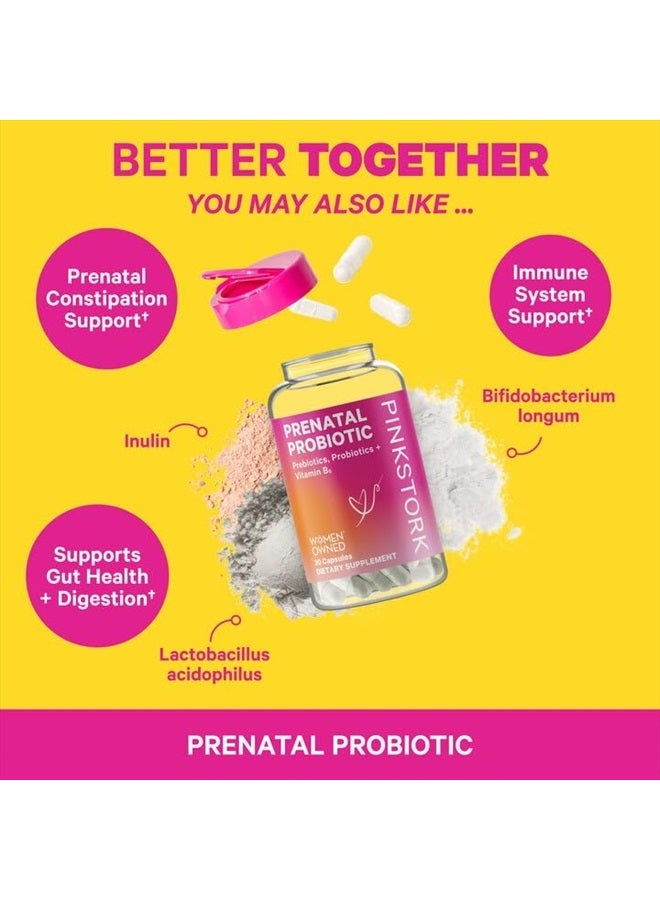 Pink Stork Premium Prenatal Vitamins for Women with Organic Whole-Food Ingredients, Folate, Vitamin B6 & B12, Prebiotics and Probiotics for Fetal Development and Morning Sickness Support, 60 Capsules - Image 5
