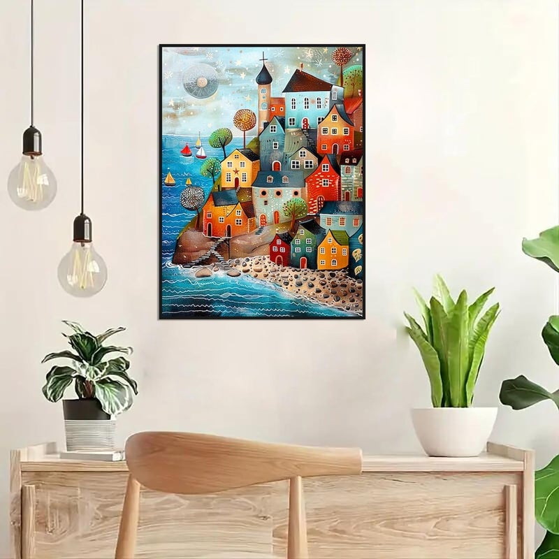 ijbnhd Diamond Art Kits for Adults - House Diamond Painting Kits for Adults, 5D Diamond Painting Dream House, DIY Full Drill Diamond Painting Beach Gem Art Crafts 12x16inch - Image 4