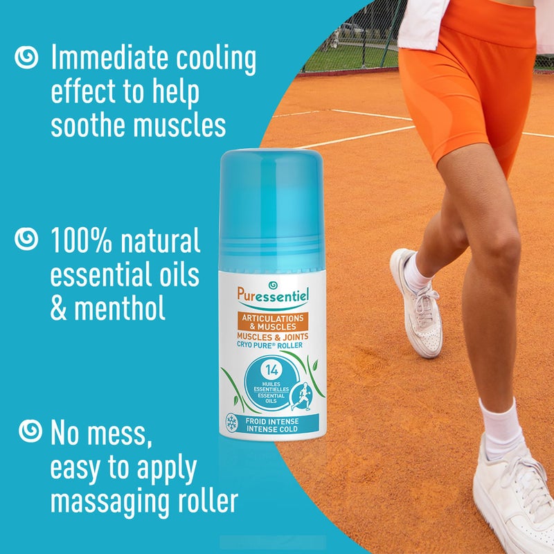 Puressentiel Muscles and Joints Cryo Pure Roller - Natural Menthol and Essential Oils Soothe Muscles - Long Lasting Cooling Sensation - 2.5 oz - Image 2