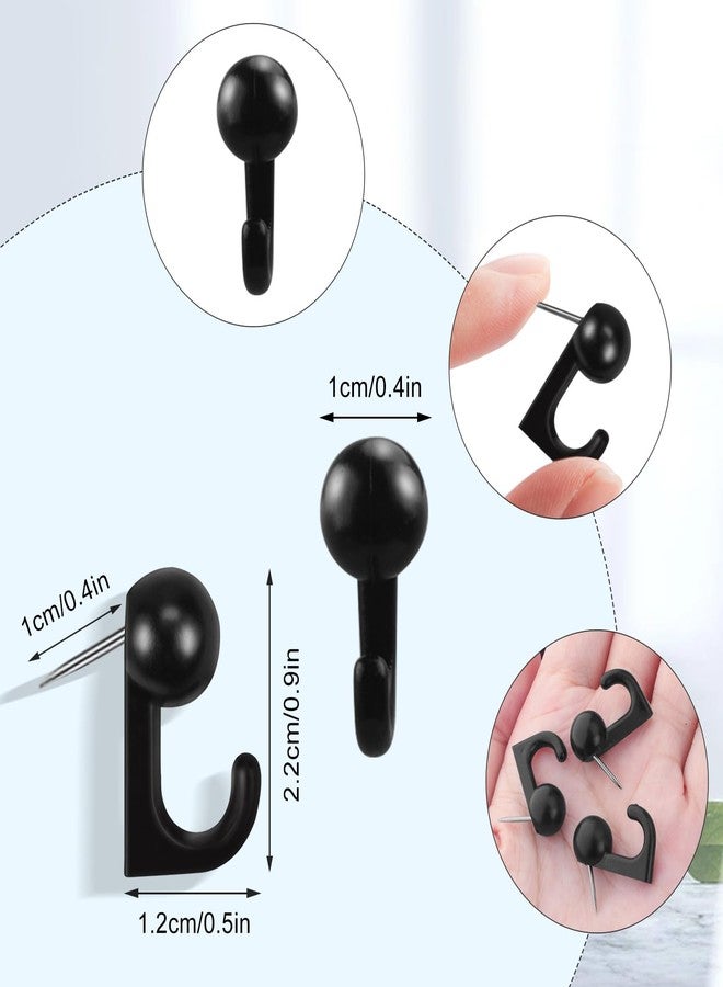 BOSMIOW 100 PCS Push Pin Hooks Plastic Heads Cork Board Thumb Tacks Decorative Pin with Hooks for Photo Wall,Bulletin Board,Home,Office,School Supplies,Black and Clear - Image 2