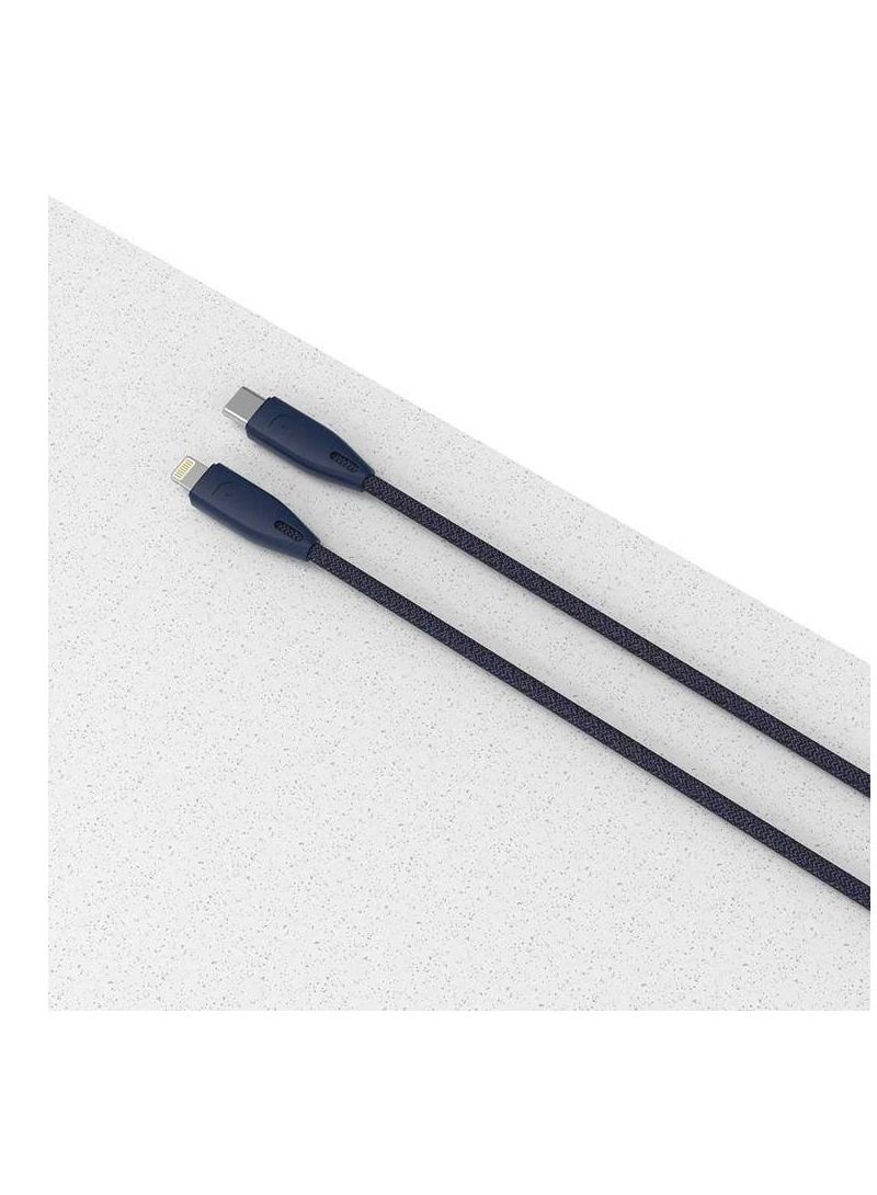 Powerology MFI Fast Charging Cable, USB-C to Lightning 1.2 Metre, Fast And Secure Charging, Long Lasting Flexibility - Blue - Image 2