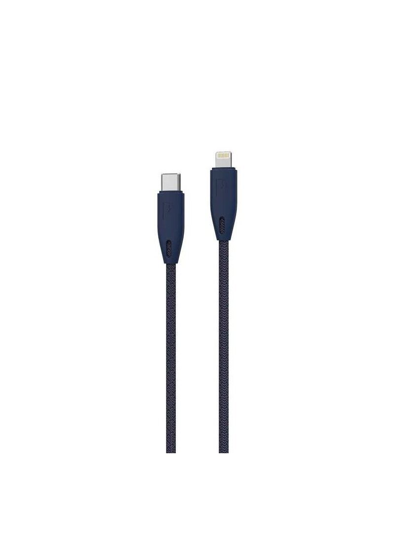 Powerology MFI Fast Charging Cable, USB-C to Lightning 1.2 Metre, Fast And Secure Charging, Long Lasting Flexibility - Blue - Image 1