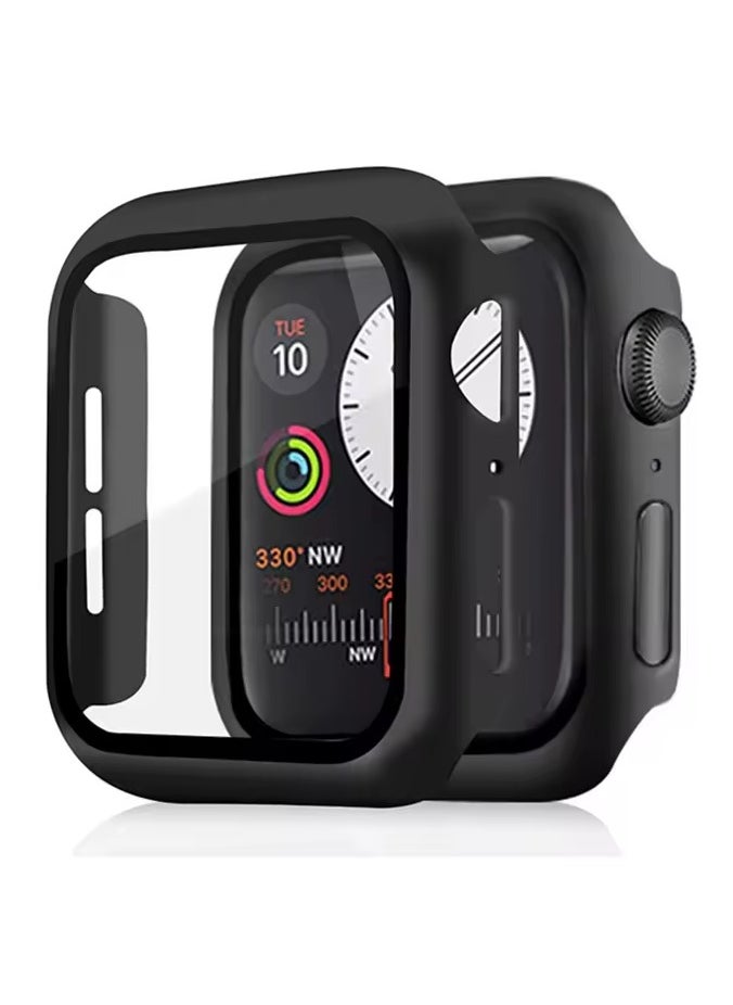 HEXABEX Apple Watch SE 2/SE 44MM Case, Protection Case with Built in Tempered Glass Case for Apple Watch SE2 and SE 44MM Black  - Image 1